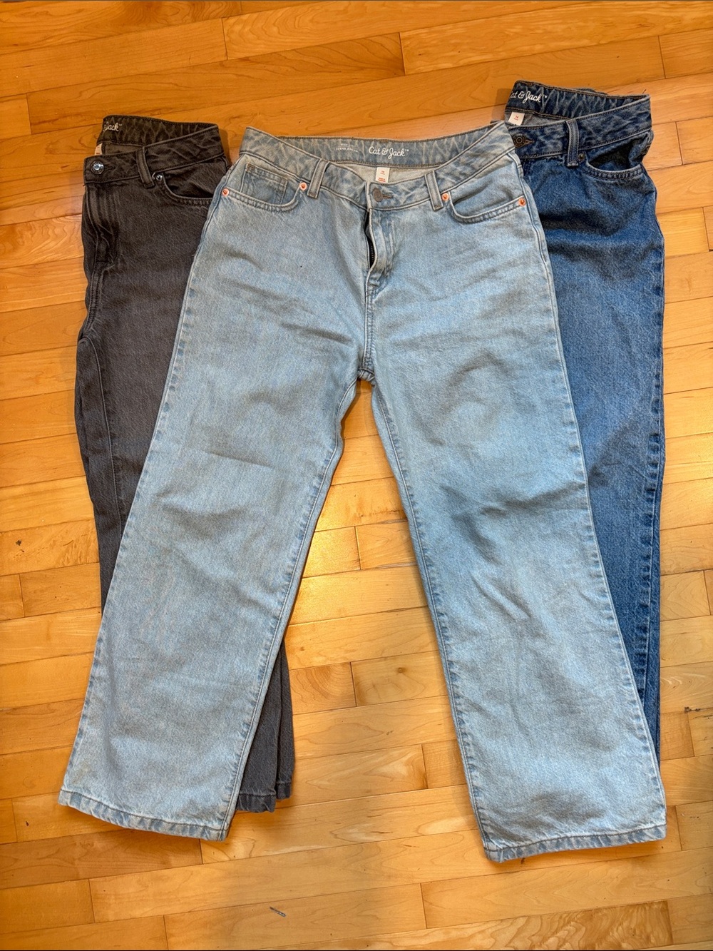 Cat & Jack  wide leg jeans,perfect condition. 3 pairs for $20. Adjustable waist.